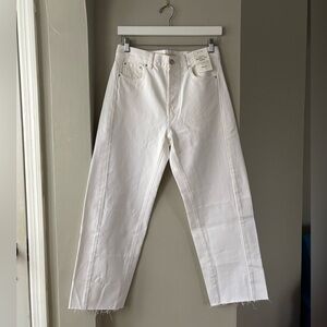 NWT Pieced Barrel Jean, Tile White, 26